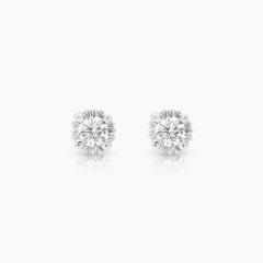 ROUND CUT DIAMOND LADIES STUD EARRINGS WITH 2=0.42 / 1.8 CARAT DIAMONDS IN 14K WHITE GOLD