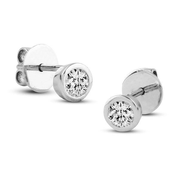 ROUND CUT WITH DIAMOND EARRING IN 14K WHITE GOLD