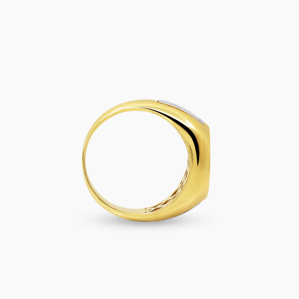 TWO-TONE BLACK ONYX MENS RING IN (SAUDI) 18K YELLOW GOLD