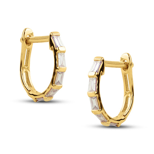 BAGUETTE DIAMOND SLEEPER HOOP EARRINGS IN 18K YELLOW GOLD