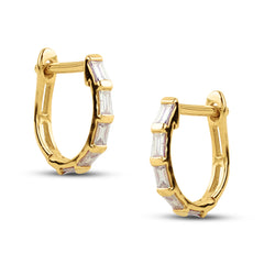 BAGUETTE DIAMOND SLEEPER HOOP EARRINGS IN 18K YELLOW GOLD