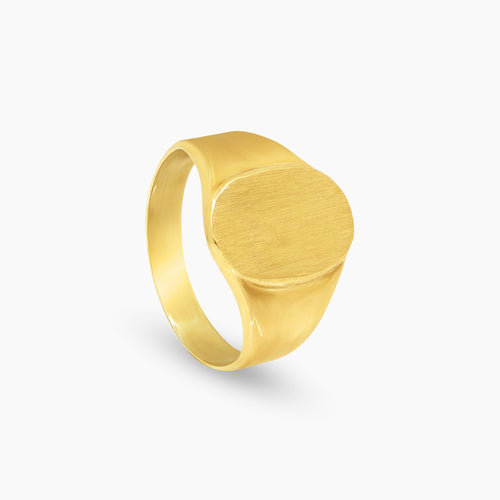 OVAL SIGNET ENGRAVABLE MENS RING IN (SAUDI) 18K YELLOW GOLD