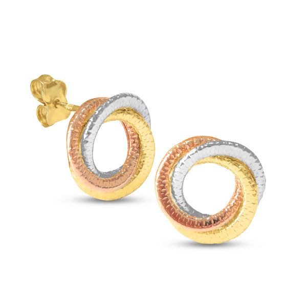 KNOT EARRINGS IN 18K TRI-COLOR GOLD