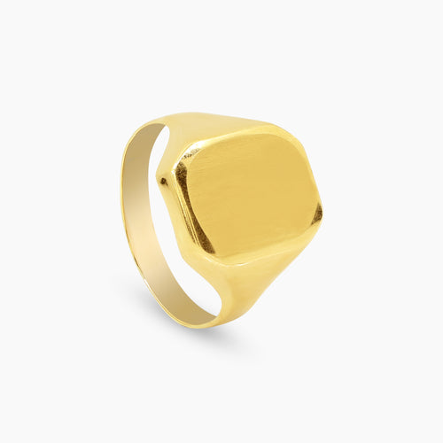 RECTAGULAR SIGNET ENGRAVABLE MENS RING IN (SAUDI) 18K YELLOW GOLD