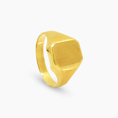 9" RECTAGULAR SIGNET ENGRAVABLE MENS RING IN (SAUDI) 18K YELLOW GOLD