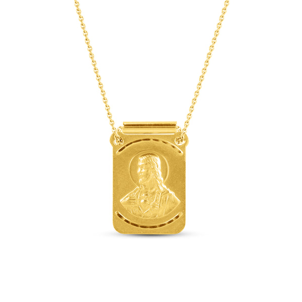 SACRED HEART & CARMEL SCAPULAR IN 14K YELLOW GOLD