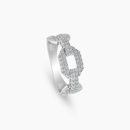 6.5" DIAMOND CHAIN LINK LADIES RINGS WITH 90=0.56 / 2.9 / 2.75 CARAT DIAMONDS IN 18K WHITE GOLD