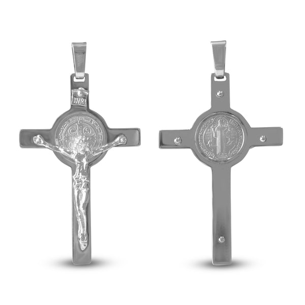 CRUCIFIX WITH ST. BENEDICT CROSS IN 14K WHITE GOLD