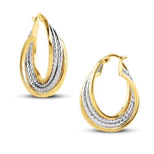 CREOLLA TWIST TWO-TONE EARRINGS IN 18K GOLD
