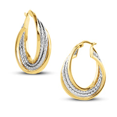 CREOLLA TWIST TWO-TONE EARRINGS IN 18K GOLD
