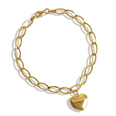 HEART CHARM BRACELET IN 18K YELLOW GOLD