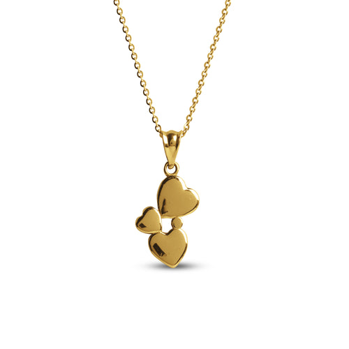 TRIPLE HEART PENDANT WITH CHAIN IN 18K YELLOW GOLD