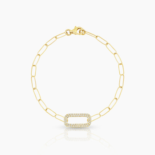 DIAMOND PAPERCLIP LADIES BRACELET WITH 68=0.26 / 2.50 CARAT DIAMONDS IN 18K YELLOW GOLD