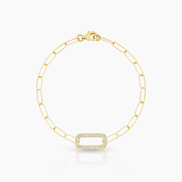 DIAMOND PAPERCLIP LADIES BRACELET WITH 68=0.26 / 2.50 CARAT DIAMONDS IN 18K YELLOW GOLD