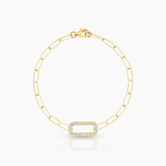 DIAMOND PAPERCLIP LADIES BRACELET WITH 68=0.26 / 2.50 CARAT DIAMONDS IN 18K YELLOW GOLD