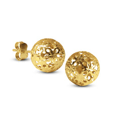 HOLLOW BALL EARRINGS IN 14K YELLOW GOLD