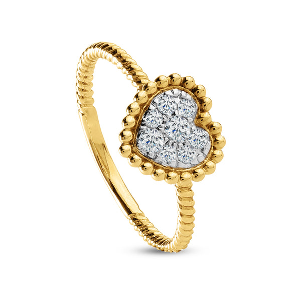 HEART RING WITH DIAMOND IN 18K YELLOW GOLD