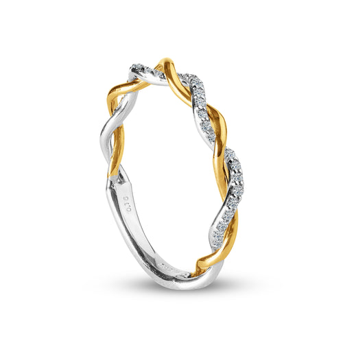 TWO-TONE WRAP RING WITH DIAMOND IN 18K YELLOW GOLD