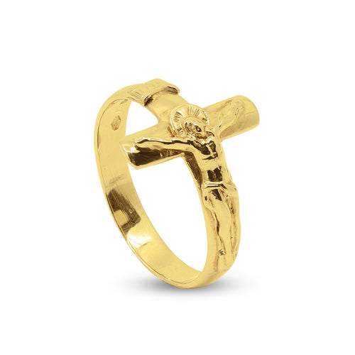 CRUCIFIX CROSS RING IN 18K YELLOW GOLD