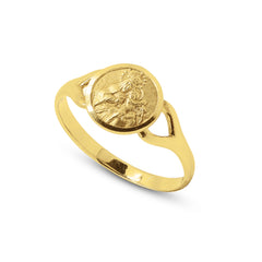 OUR LADY OF MOUNT CARMEL RING IN 18K YELLOW GOLD