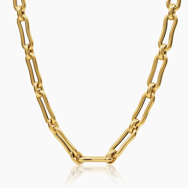 PAPER CLIP CHAIN (18 INCHES) IN (ITALIAN) 18K YELLOW GOLD