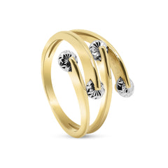 CRISS CROSS SCATTER LADIES RING IN TWO-TONE 18K GOLD