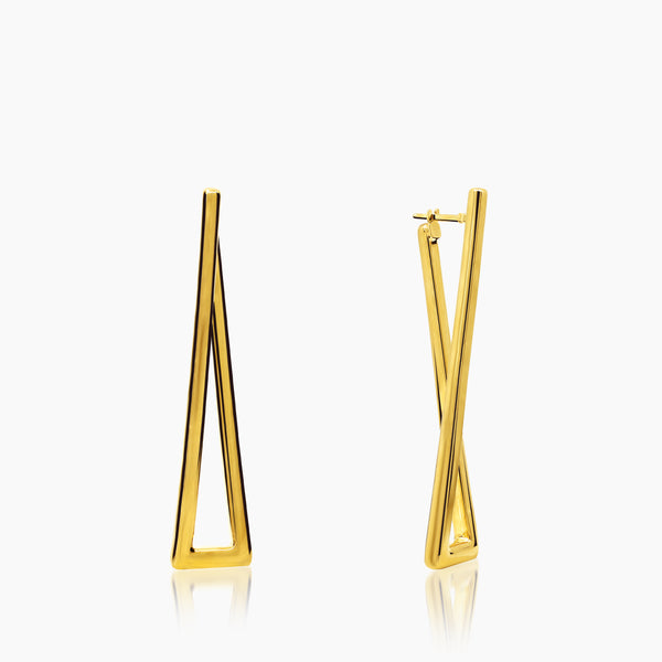 TRIANGLE LADIES HOOP EARRINGS IN (ITALIAN) 18K YELLOW GOLD