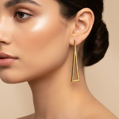 TRIANGLE LADIES HOOP EARRINGS IN (ITALIAN) 18K YELLOW GOLD