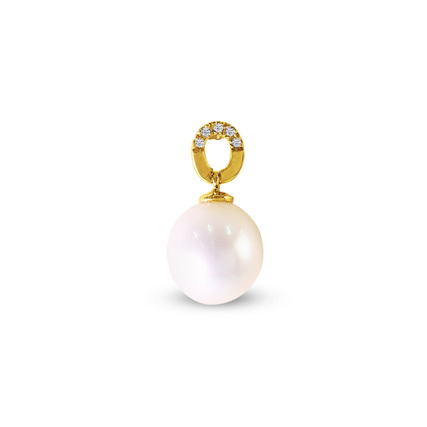 PEARL PENDANT WITH DIAMOND IN 14K YELLOW GOLD
