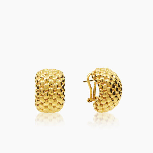 MULTI-BEAD LADIES HOOP EARRINGS IN (ITALIAN) 18K YELLOW GOLD