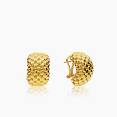 MULTI-BEAD LADIES HOOP EARRINGS IN (ITALIAN) 18K YELLOW GOLD