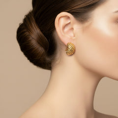 MULTI-BEAD LADIES HOOP EARRINGS IN (ITALIAN) 18K YELLOW GOLD