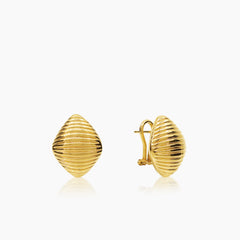 RIBBED LADIES HOOP EARRINGS IN (ITALIAN) 18K YELLOW GOLD