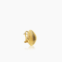 RIBBED LADIES HOOP EARRINGS IN (ITALIAN) 18K YELLOW GOLD