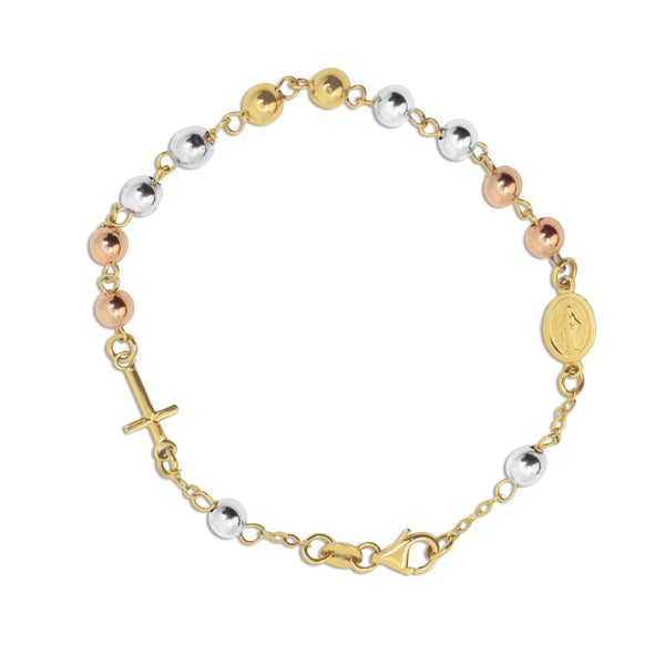 ROSARY NECKLACE TRI-COLOR IN 18K GOLD