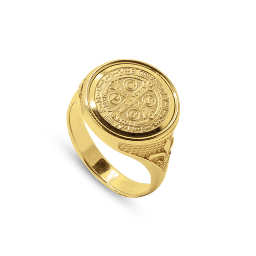 ST. BENEDICT RING IN 18K YELLOW GOLD