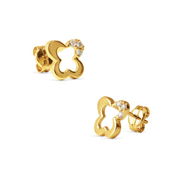 BUTTERFLY EARRINGS WITH CZ IN 18K YELLOW GOLD