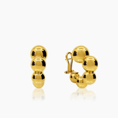 MULTI-BEAD LADIES HOOP EARRINGS IN (ITALIAN) 18K YELLOW GOLD