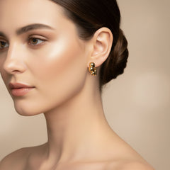 MULTI-BEAD LADIES HOOP EARRINGS IN (ITALIAN) 18K YELLOW GOLD