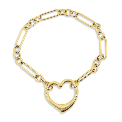 HEART CHARM WITH CHAIN BRACELET IN 18K YELLOW GOLD