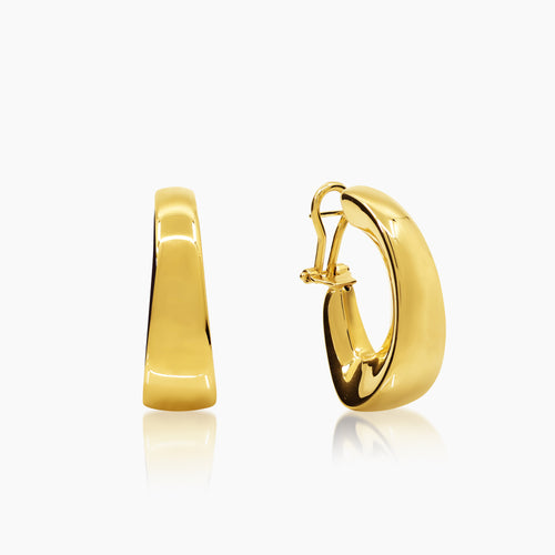 TAPERED LADIES HOOP EARRINGS IN (ITALIAN) 18K YELLOW GOLD