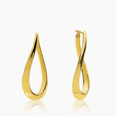 OVAL TWISTED LADIES HOOP EARRINGS IN (ITALIAN) 18K YELLOW GOLD