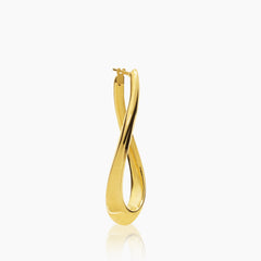 OVAL TWISTED LADIES HOOP EARRINGS IN (ITALIAN) 18K YELLOW GOLD