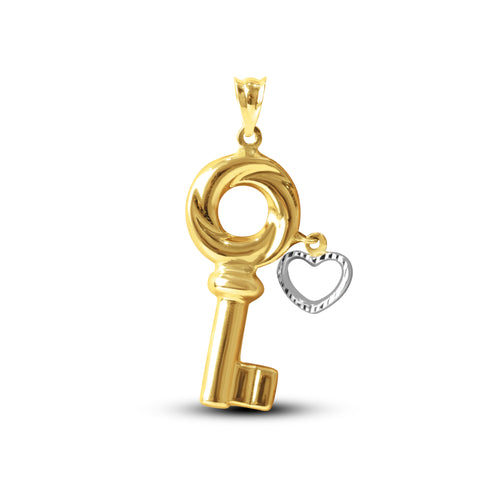 KEY WITH HEART PENDANT IN 18K TWO-TONE GOLD