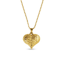 TEXTURED HEART PENDANT WITH CHAIN TWO-TONE IN 18K GOLD