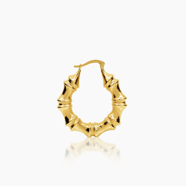 BAMBOO LADIES HOOP EARRINGS IN (SAUDI) 18K YELLOW GOLD