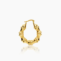 BAMBOO LADIES HOOP EARRINGS IN (SAUDI) 18K YELLOW GOLD