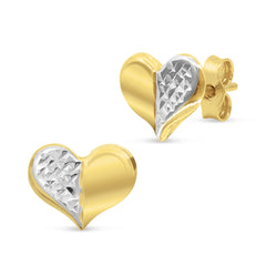 HEART TEXTURED EARRINGS IN TWO-TONE 18K GOLD