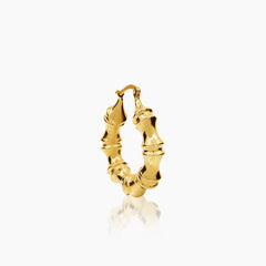 BAMBOO LADIES HOOP EARRINGS IN (SAUDI) 18K YELLOW GOLD