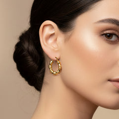 BAMBOO LADIES HOOP EARRINGS IN (SAUDI) 18K YELLOW GOLD